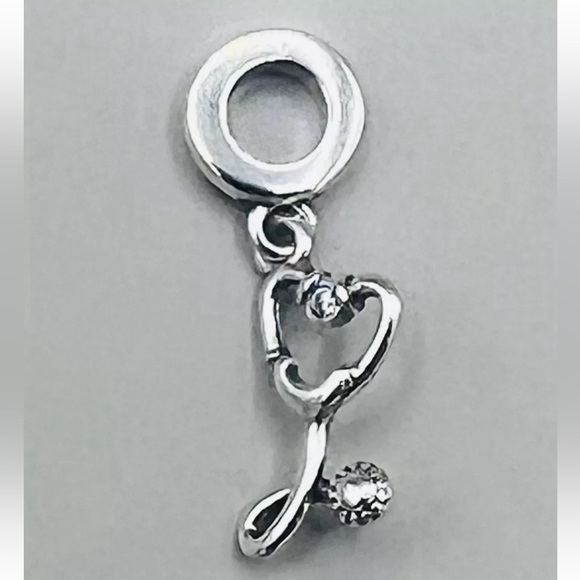 New ♥️ Heart Stethoscope Dangle Charm S925 Sterling Silver with Gift Box - Picture 8 of 9